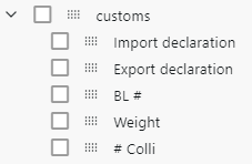 Shipment project grid - customs columns